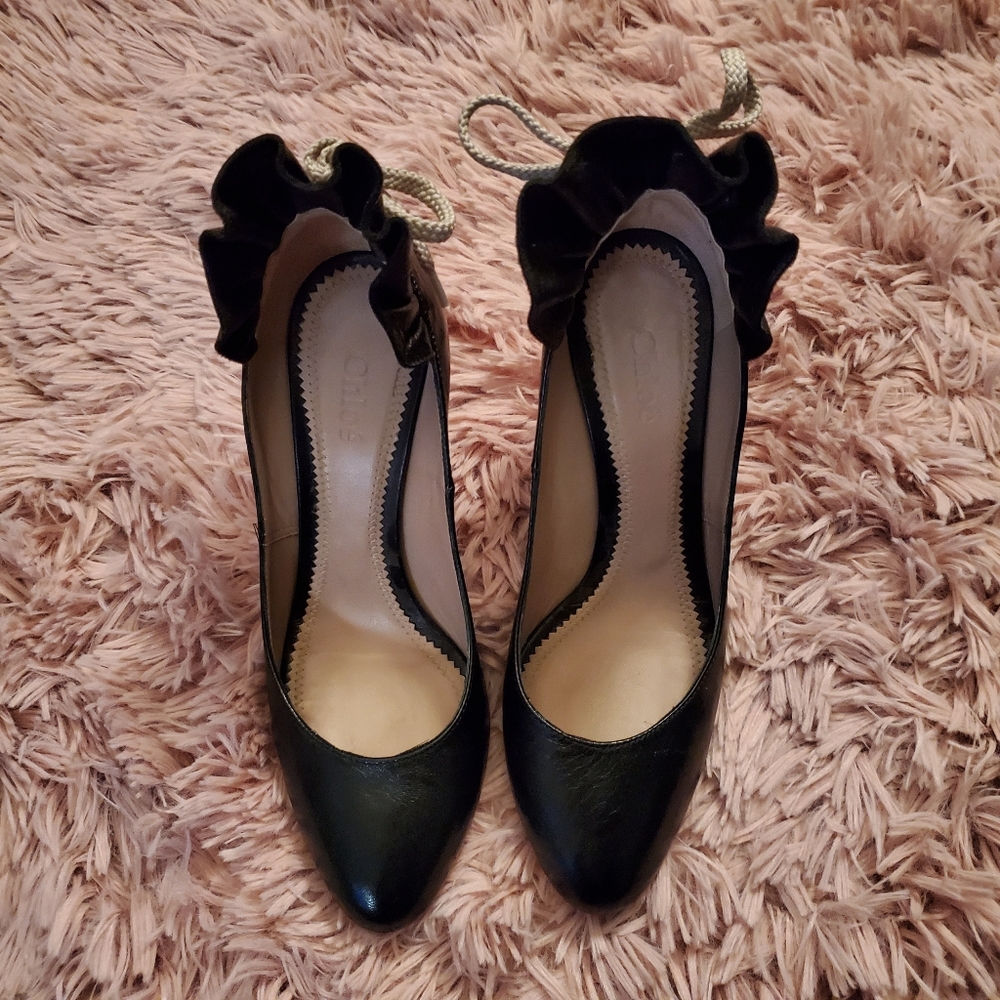 Chloe Black Leather Pumps Size 36.5